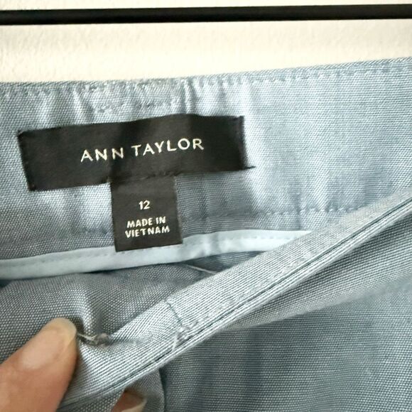 Ann Taylor Cotton High Rise Ankle Trouser in Pale Blue Size 12 - Picture 5 of 6